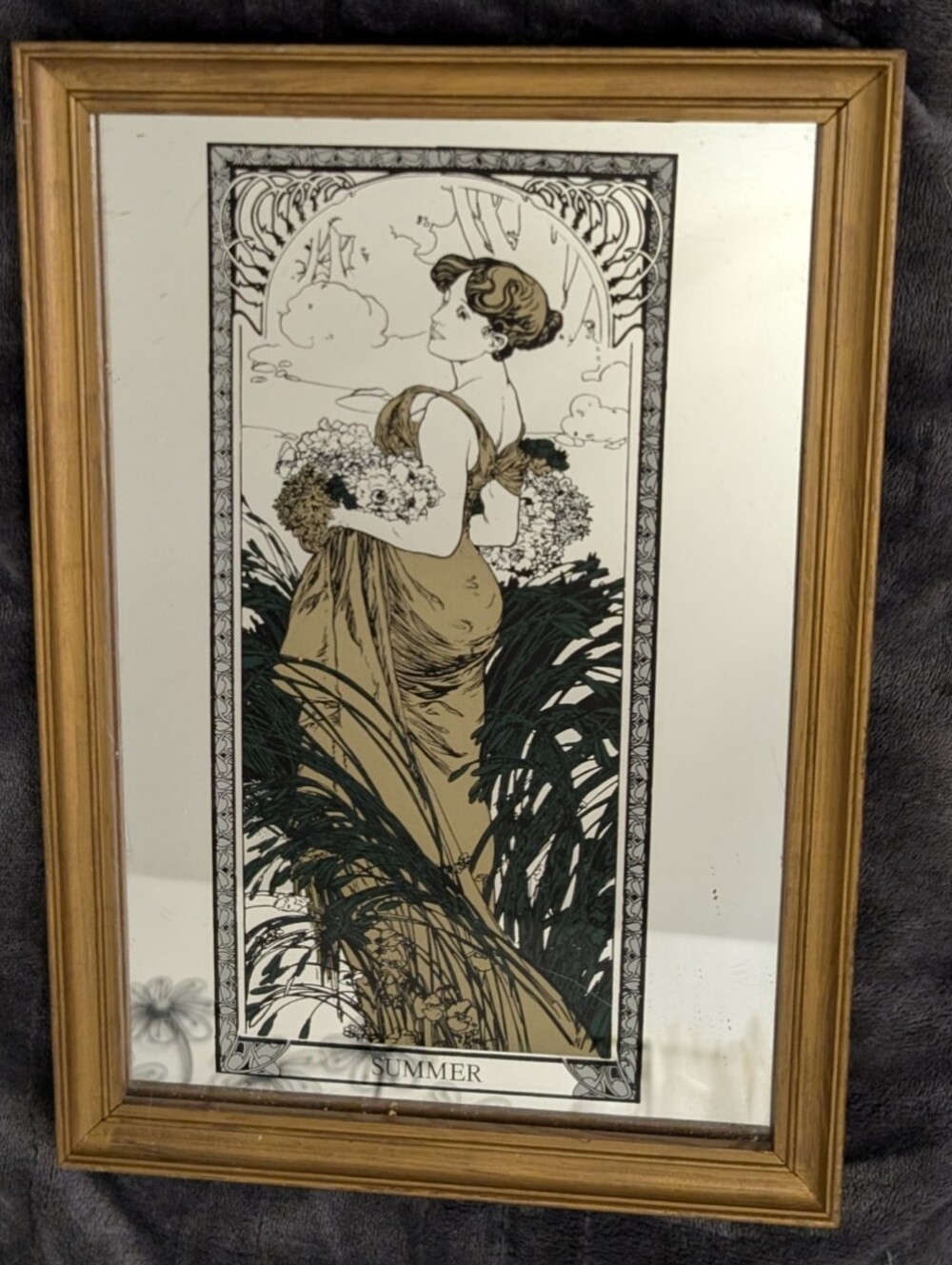 Vintage 1970s Alphonse Mucha "Summer" Mirror - Cosalt Export Ltd. (Made in Engla